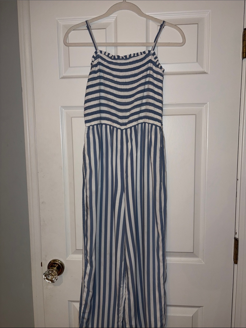 abercrombie kids Blue and White Striped Romper